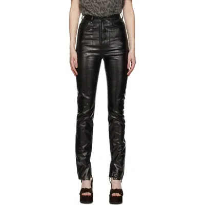 Saint Laurent Black Denim Shiny Vinyl Trousers In 1314 Black