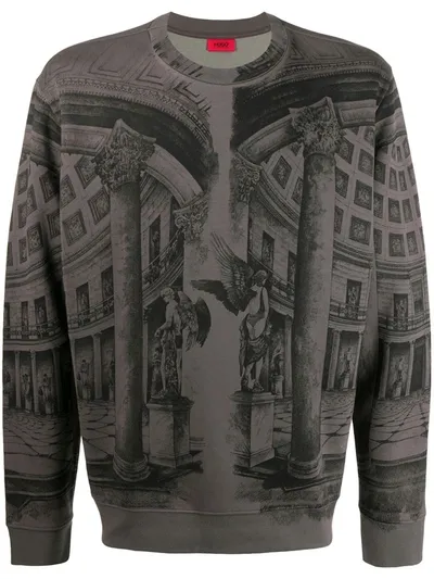 Hugo Graphic-print Sweatshirt In Grey