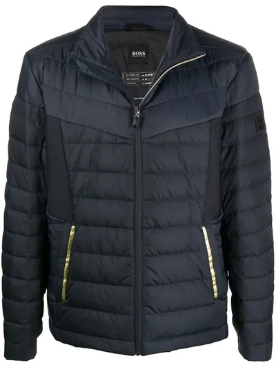 Hugo Boss Zipped Padded Jacket In Blue