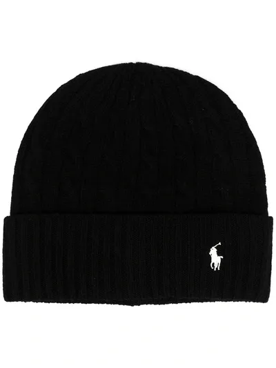 Polo Ralph Lauren Embroidered Logo Beanie In Black