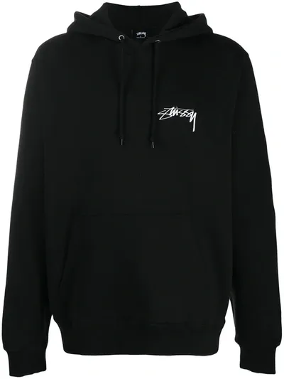 Stussy Graphic-print Drawstring Hoodie In Black