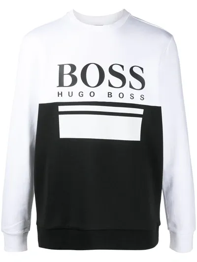 Hugo Boss Bi-colour Logo Print Sweatshirt In Black