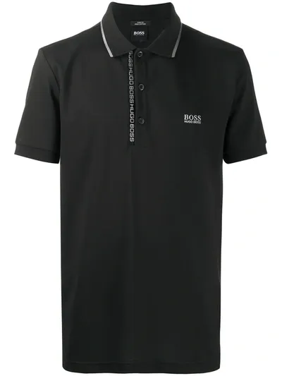 Hugo Boss Logo-placket Polo Shirt In Black