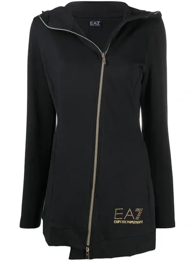 Ea7 Logo-print Hoodie In Black