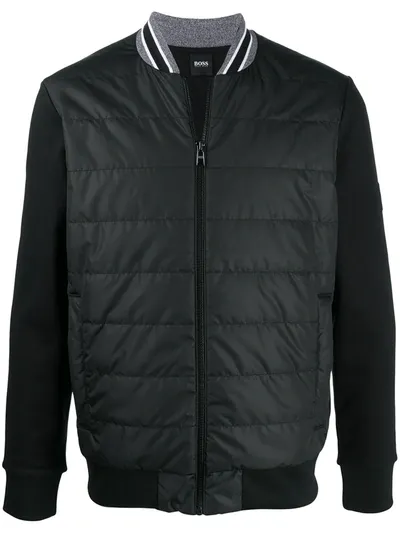 Hugo Boss Padded Zip-up Jacket In Black