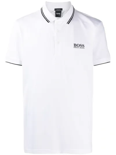 Hugo Boss Logo-print Polo Shirt In White