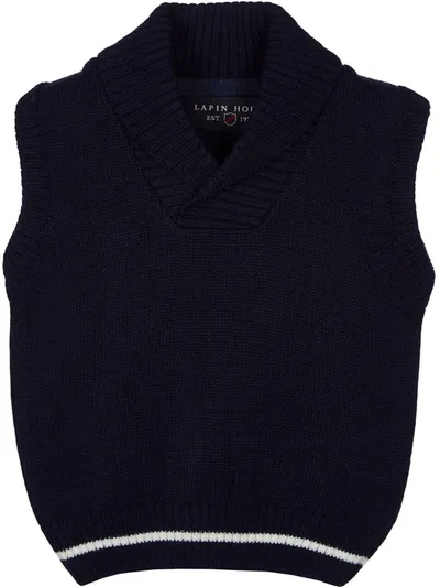 Lapin House Ribbed Collar Jumper Vest In Blue