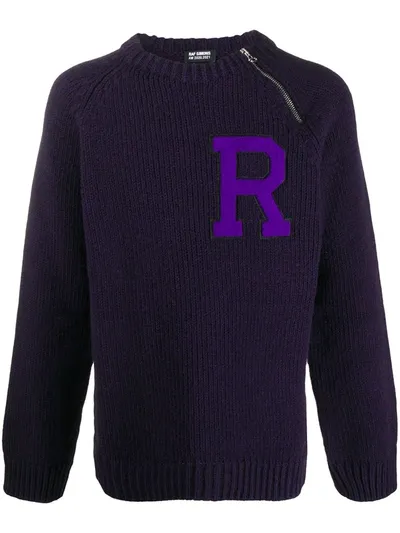 Raf Simons Gestrickter Pullover Mit Patch In Purple