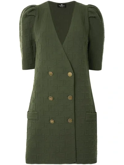 Elisabetta Franchi Double-breasted Shift Dress In Green