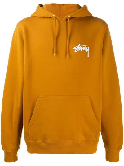 Stussy Logo Print Hoodie In Brown