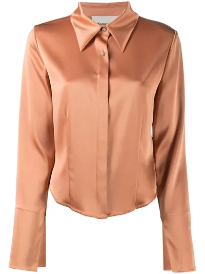 Nanushka Satin Shirt In Orange