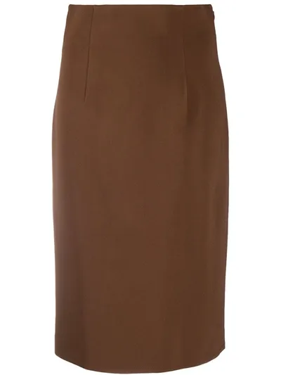 Gianluca Capannolo Classic Pencil Skirt In Brown