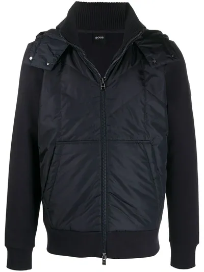 Hugo Boss Padded Zip-up Jacket In Blue