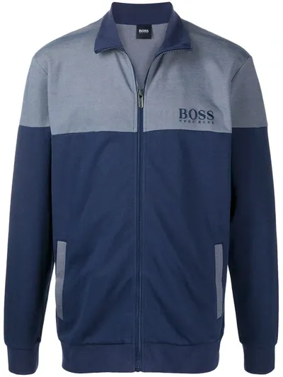 Hugo Boss Logo-print Sporty Jacket In Blue