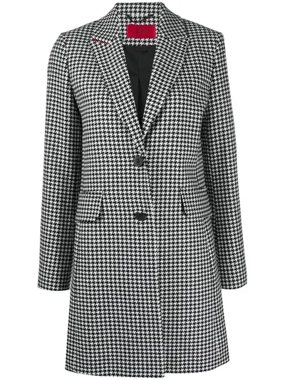 Hugo Boss Houndstooth Print Coat In Black