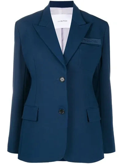 Pushbutton Rear Belt Single-breasted Blazer In Blue