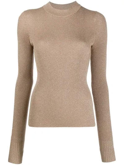 Hugo Ribbed Knit Jumper In Neutrals