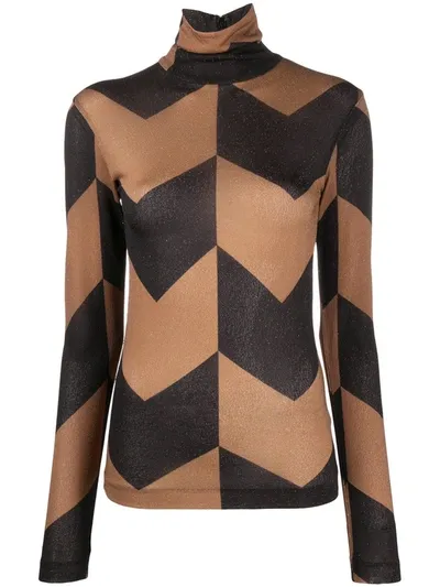 Hugo Boss Chevron Print Turtleneck Jumper In Black