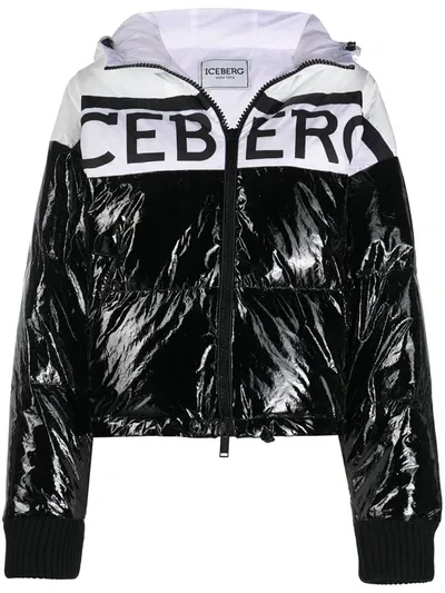 Iceberg Logo-print Puffer Jacket In Black