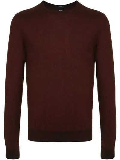 Hugo Boss Crew Neck Wool-silk Knit Jumper In Red