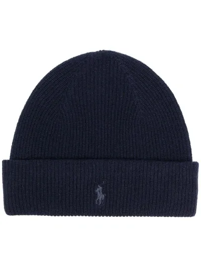 Ralph Lauren Embroidered Logo Beanie In Blue