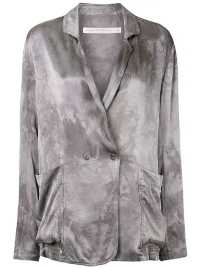 Raquel Allegra Crepe Satin Tie-dye Blazer In Grey