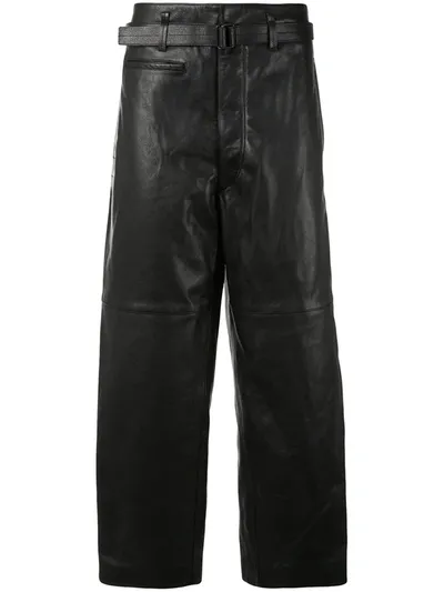 Lemaire Straight-leg Leather Trousers In Black