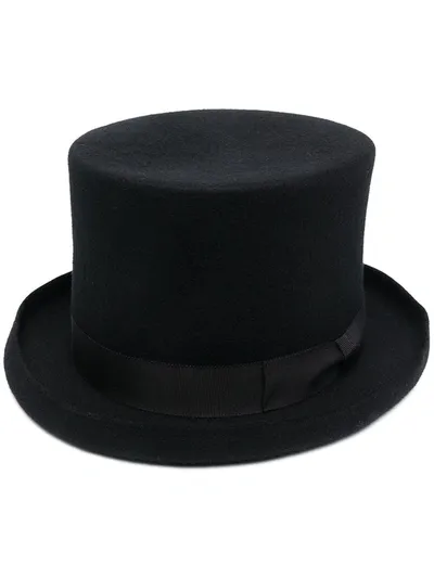 Yohji Yamamoto Ribbon-trim Top Hat In Black