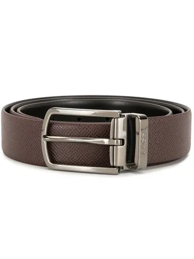 Hugo Boss Travel Line Reversible Leather Belt In Brown