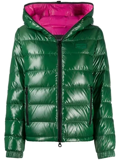 Duvetica Quilted Zipped Puffer Jacket In Green