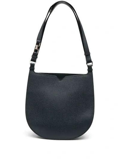 Valextra Curved Shoulder Bag In Blue