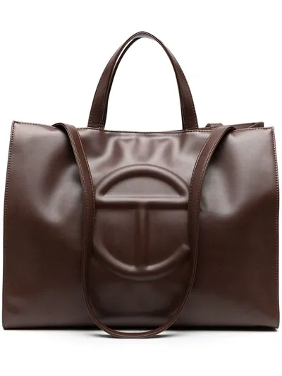 Telfar Embossed Leather Shoulder Bag In Brown