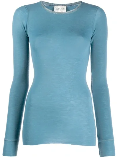 Forte Forte Ribbed-knit Long-sleeve Top In Blue