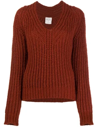 Forte Forte V-neck English Knit Jumper In Brown