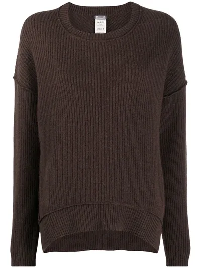 Kristensen Du Nord Exposed-seam Crew Neck Sweater In Dark Brown