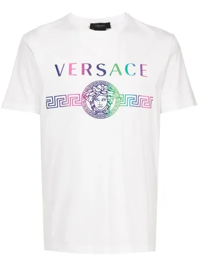 Versace Embroidered Logo T-shirt In White