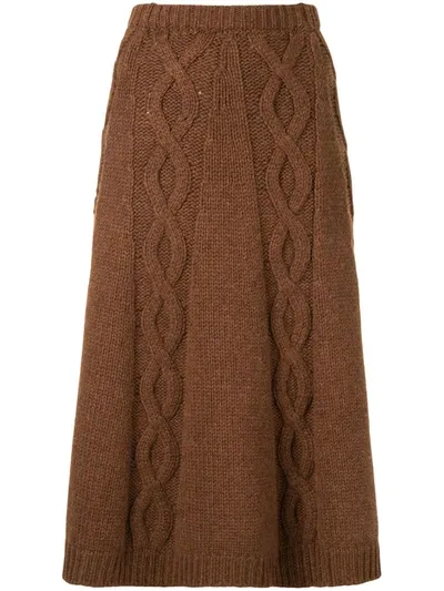 Brock Collection Redden Cashmere Knit Skirt In Brown