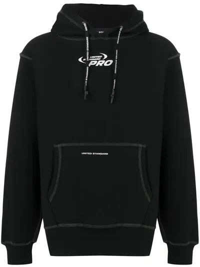 United Standard Pro-print Rib-trimmed Hoodie In Black