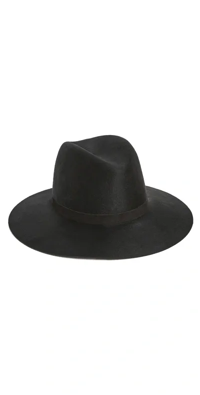 Janessa Leone Korin Wide-brim Wool Fedora In Black