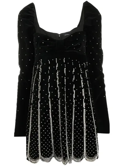 Wandering Sweetheart-neck Embellished Mini Dress In Black