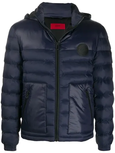 Hugo Padded Hooded Jacket In Blue