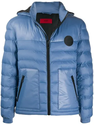 Hugo Padded Hooded Jacket In Blue