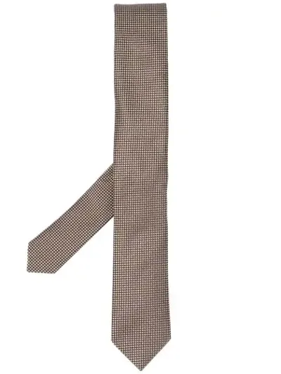 Hugo Boss Stitch-pattern Silk Tie In Neutrals