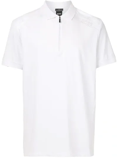 Hugo Boss Half-zip Polo Shirt In White