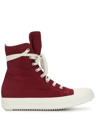 Rick Owens Drkshdw High-top Lace-up Sneakers In Red