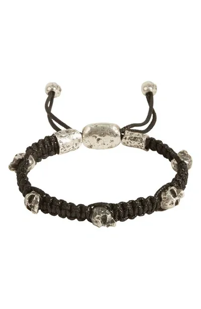 John Varvatos Skull Bracelet In Silver/black