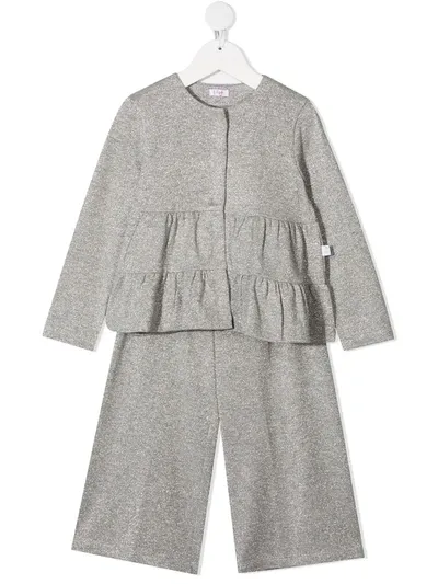 Il Gufo Kids' Two-piece Cardigan Set In Grey