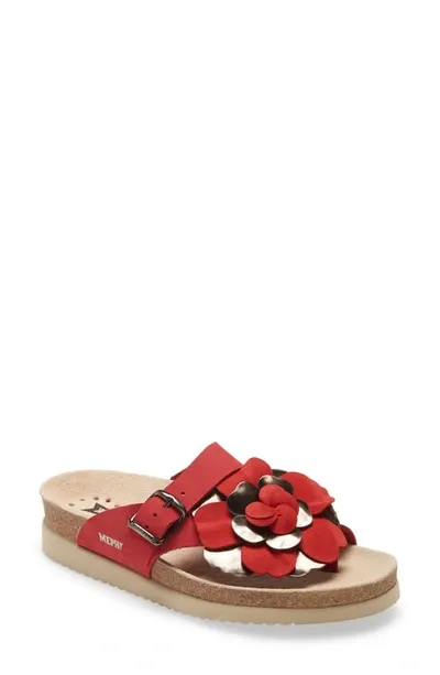 Mephisto Helen Flower Sandal In Red Leather