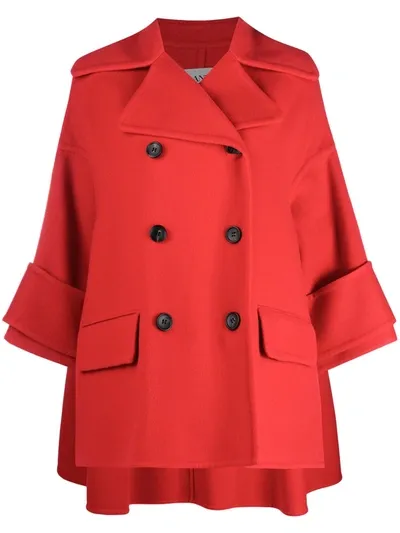 Lanvin Double Breasted A-line Coat In Red