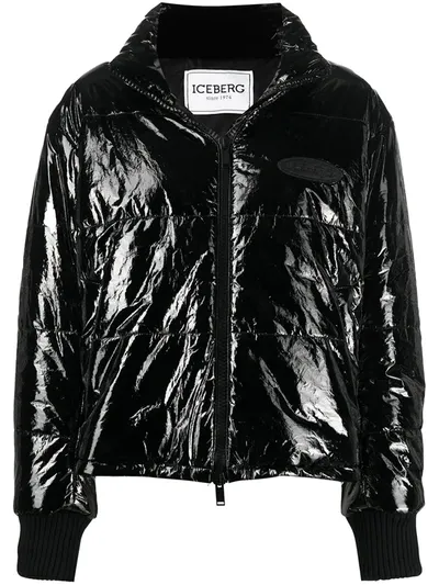 Iceberg Cracked-effect Puffer Jacket In Black